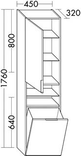 sanibel-Hochschrank 2.0 FLEX HS4542L links 450x1760mm Marone Trüffel – Bild 2