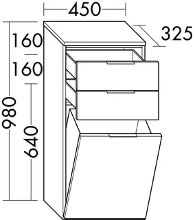 sanibel-Mittelschrank 2.0 FLEX UHIK045 450x980mm Weiß Matt – Bild 2