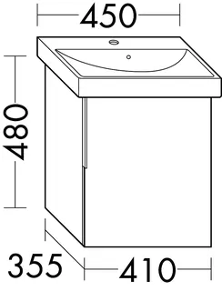 sanibel-Waschtisch-Unterbau 2.0 FLEX WVPW040R 410mm breit Tür rechts Marone Trüffel – Bild 2