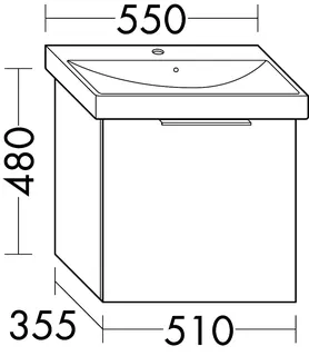 sanibel-Waschtisch-Unterbau 2.0 FLEX WVPX050 510mm breit 1 Auszug Grau Hochglanz – Bild 2