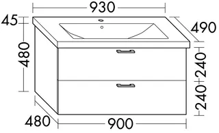 sanibel-Keramik-Waschtischelement 1.1 SFBO.093 930mm breit Tectona Zimt – Bild 2