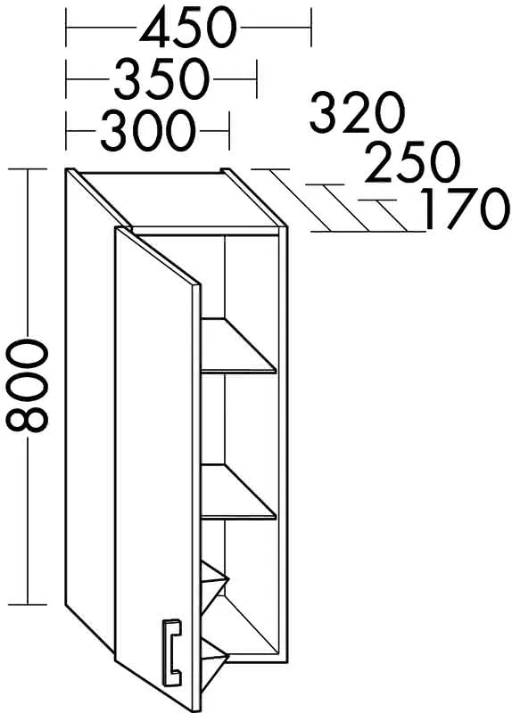 sanibel-Hängeschrank 2.0 FLEX HF3540L links 350x800x170mm Eiche Flanelle
