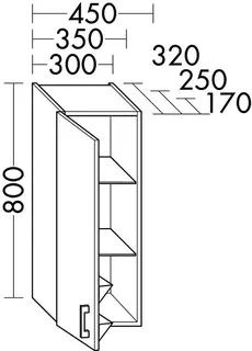 sanibel-Hängeschrank 2.0 FLEX HF3540L links 350x800x170mm Eiche Flanelle