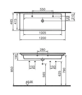 Möbel-Waschtisch 1200x465mm m.HL m. ÜL. 2 Hahnloch aktiv4YOU 2.0, 1 Becken, weiß – Bild 2