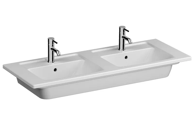 Möbel-Waschtisch 1200x465mm m.HL m. ÜL. 2 Hahnloch aktiv4YOU 2.0, 2 Becken, topweiß