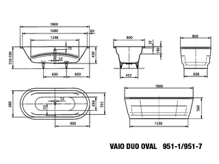 Kaldewei Badewanne VAIO DUO OVAL Mod.951,1800x800mm, pergamon – Bild 4