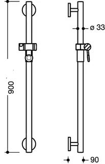 sanibel care-Wandstange A18 F01635.0020 900mm chromoptisch Halter Anthrazitgrau – Bild 2