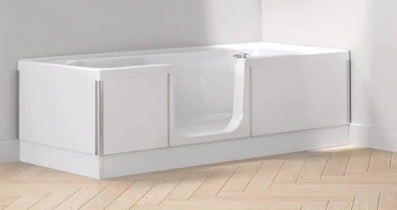 sanibel CARE-Glas-Aussenverkleidung A18 Eckausführung zu Badew. 1600x750mm weiß