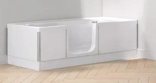 sanibel CARE-Glas-Aussenverkleidung A18 Eckausführung zu Badew. 1600x750mm weiß