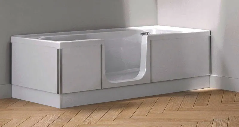 sanibel CARE-Glas-Aussenverkleidung A18 Eckausführung zu Badew. 1800x800mm weiß