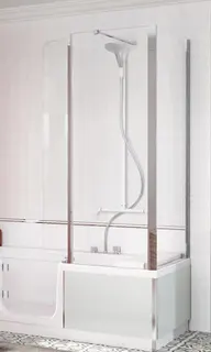 sanibel CARE-Duschaufsatz A18 750x1593mm für Eckmontage verchromt Echtglas