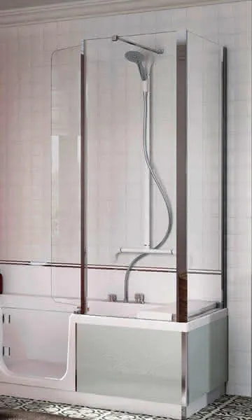 sanibel CARE-Duschaufsatz A18 800x1593mm für Eckmontage verchromt Echtglas