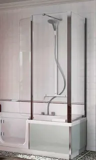 sanibel CARE-Duschaufsatz A18 800x1593mm für Eckmontage verchromt Echtglas