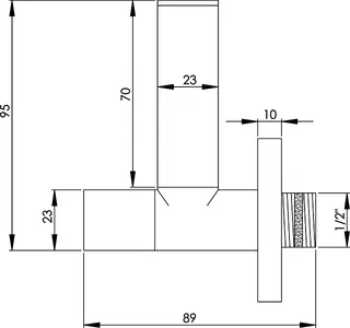 sanibel-Design-Eckventil rund Schlauch- verblendung 70 mm DN 15 (1/2") verchromt – Bild 2