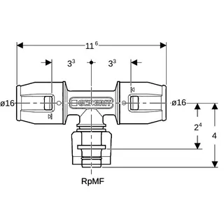Geberit PushFit Übergangs-T-Stück mit MasterFix PVDF d16-MF20-d16 – Bild 4