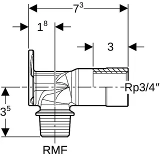 Geberit Anschlusswinkel 90Gr für MeplaFix Rg MF1/2-Rp3/4 L7,3 – Bild 4