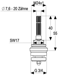 H.Schulte UP-Oberteil 3/4" mit verlängerter Verzahnung – Bild 2