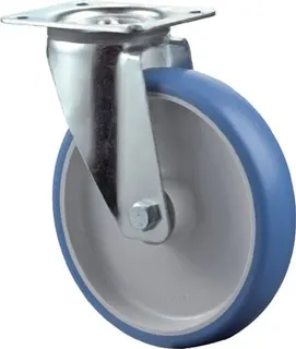 Lenkrolle D.100mm Trgf.125kg PU Platte L104xB80mm Farbe Rl.blau BS ROLLEN
