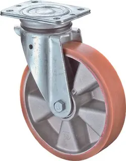 Lenkrolle D.160mm Trgf.600kg m.Platte Guß-PUR BS ROLLEN