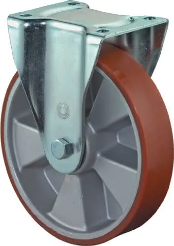 Schwerlast-Bockrolle D.125mm Trgf.450kg Guß-PU 135mm 110mm BS ROLLEN
