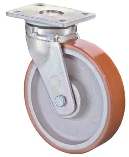 Schwerlast-Lenkrolle D.150mm Trgf.800kg Guß-PU Platte L138xB110mm BS ROLLEN