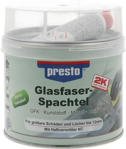 2K-Glasfaserspachtel prestolith® ext.grau-grün,Härter rot 1000g Dose