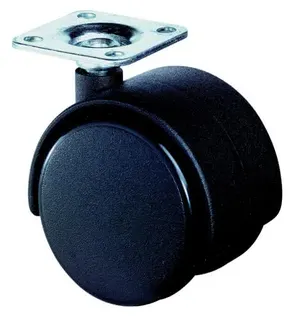 Kunststoffdoppelrolle D.50mm Trgf.40kg m.Platte PA schwarz RAL 9005 BS ROLLEN