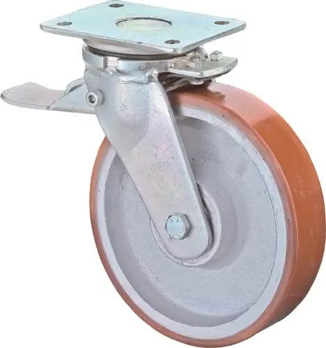 Schwerlastlenkrolle D.250mm Trgf.2200kg m.Festst.Guß-PU 255x200mm BS ROLLEN
