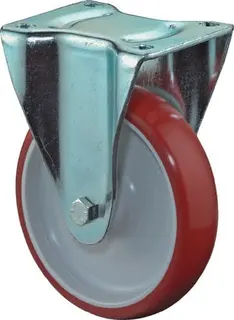 Bockrolle D.100mm Trgf.125kg Guß-PU Platte L104xB80mm BS ROLLEN