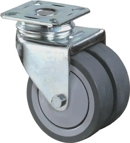 Doppel-Lenkrolle 75mm 80kg o.Festst.Gum.grau 77x67mm BS ROLLEN