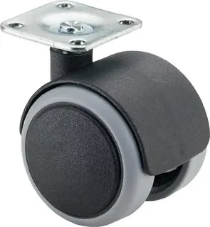 Kunststoffdoppelrolle D.40mm Trgf.30kg m.Platte PA BS ROLLEN