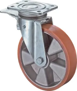Lenkrolle m.Festst.D.160mm Trgf.600kg m.Platte Kugell.Guß-PUR BS ROLLEN
