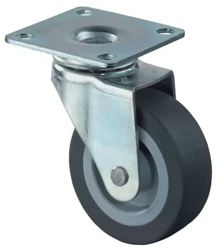 Lenkrolle D.25mm Trgf.15kg m.Platte Gum.grau