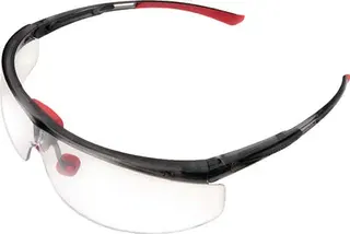 Schutzbrille Adaptec EN 166-1FT Bügel sc hwarz/rot,Scheibe klar HONEYWELL