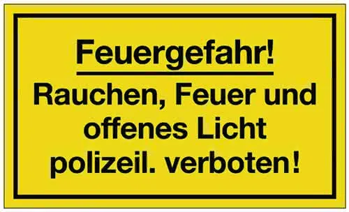 Hinweiszeichen Feuergefahr L250xB150mm gelb schwarz Ku.