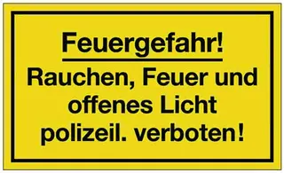 Hinweiszeichen Feuergefahr L250xB150mm gelb schwarz Ku.