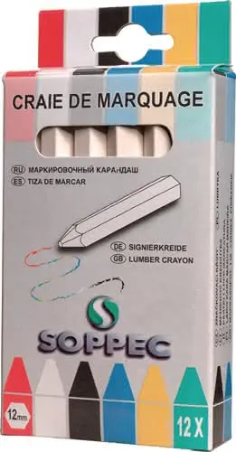 Markierkreide weiß unpapiert 12 St./Schachtel SOPPEC