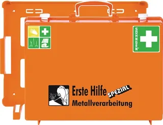 Erste Hilfe Koffer Beruf SPEZIAL Metallv erarbeitung B400xH300xT150ca.mm orange – Bild 3
