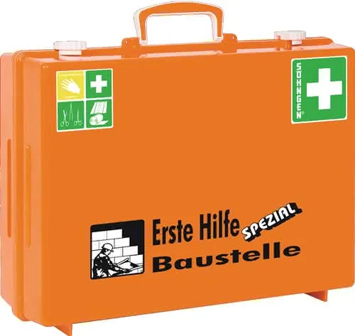 Erste Hilfe Koffer Beruf SPEZIAL Baustel le B400xH300xT150ca.mm orange