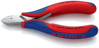 Elektronikseitenschneider L.115mm Form 1 Facette ja 2K-Hülle spiegelpol.KNIPEX