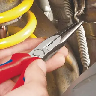 Flachrundzange L.200mm pol.40Grad gew.Ku.-Überzug KNIPEX