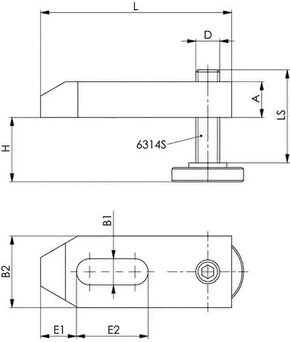 Spanneisen Nr.6314V f.T-Nut 12+14mm Spann-H.10-92mm AMF