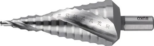 Stufenbohrer Bohrber.4-30mm HSS-Co Spiralnut Z.2 Stufen 14 RUKO