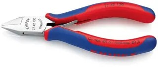 Elektronikseitenschneider L.130mm Form 4 Facette nein 2K-Hülle spiegelpol.KNIPEX