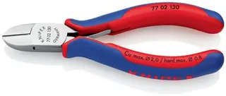 Elektronikseitenschneider L.130mm Form 0 Facette ja 2K-Hülle spiegelpol.KNIPEX