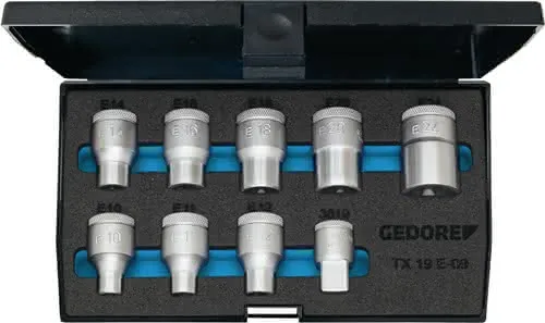 Steckschlüsselsatz TX 19 E-09 9-tlg.1/2 Zoll E10-E24 GEDORE