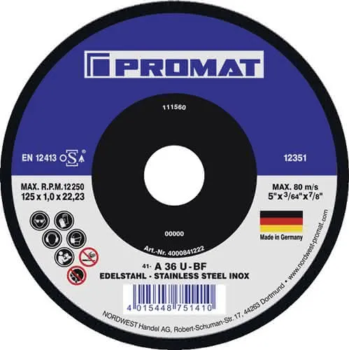 Trennscheibe D125x1mm ger.Keramikkorn Bohr.22,23mm PROMAT