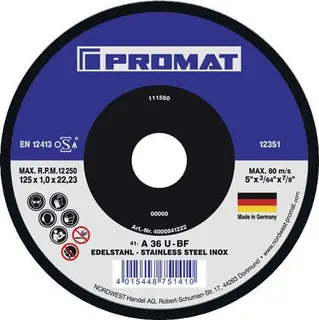 Trennscheibe D125x1mm ger.Keramikkorn Bohr.22,23mm PROMAT