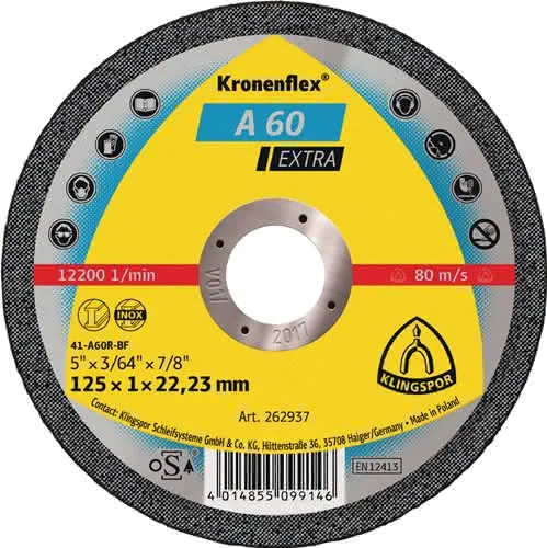 Trennscheibe A 60 Extra D115x1mm ger.INOX Bohr.22,23mm KLINGSPOR