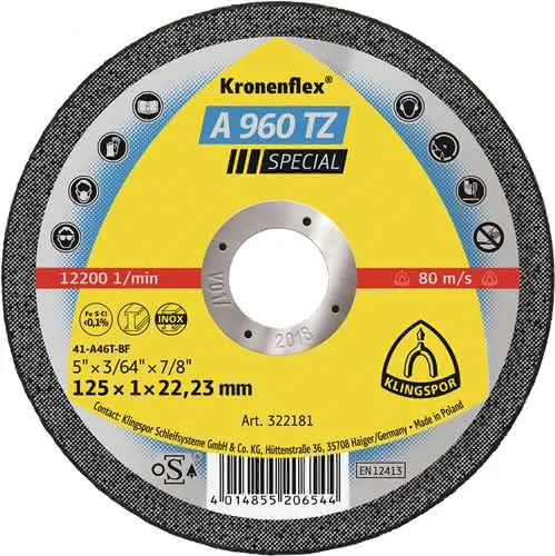 Trennscheibe A 960 TZ Special D125x1mm ger.INOX Bohr.22,23mm KLINGSPOR
